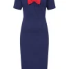 Collectif Margret 50's Pencil Dress Navy