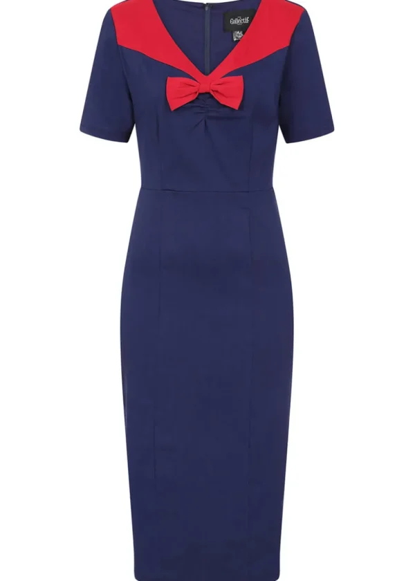 Collectif Margret 50's Pencil Dress Navy