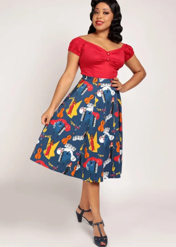Collectif Matilde Jazz 50's Swing Skirt Multi