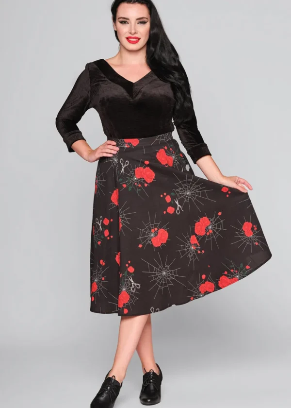 Collectif Matilde Spinners Web 50's Swing Skirt Black
