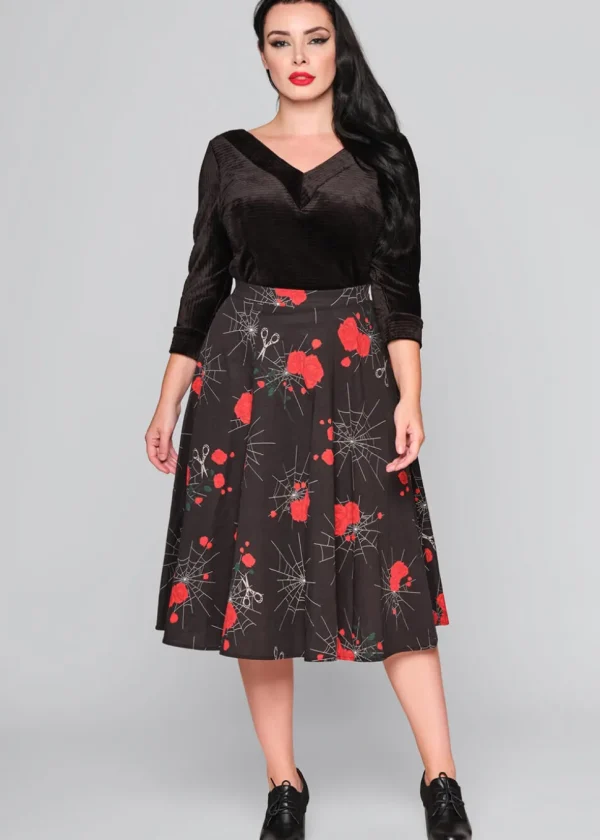 Collectif Matilde Spinners Web 50's Swing Skirt Black