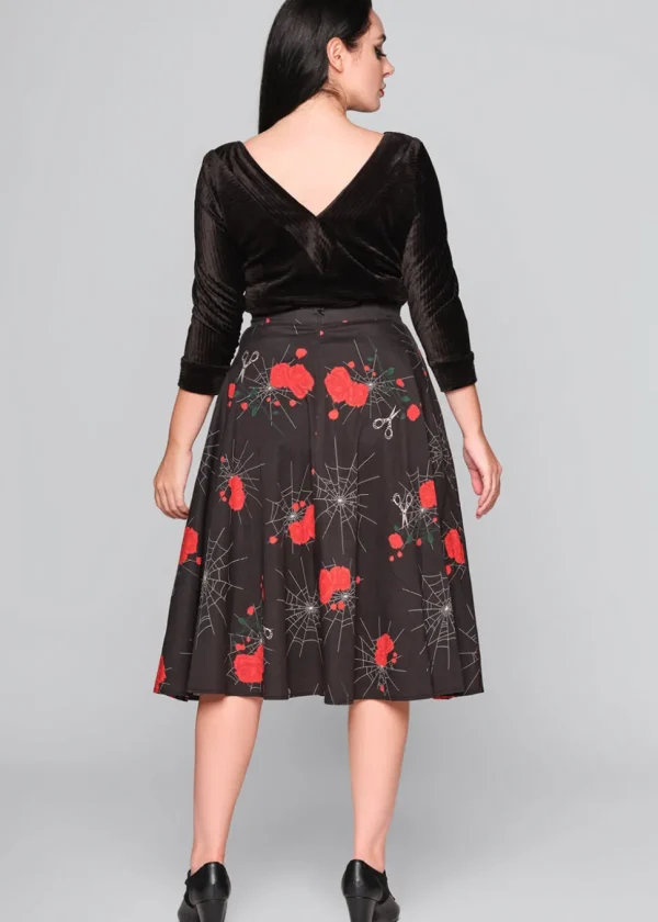 Collectif Matilde Spinners Web 50's Swing Skirt Black