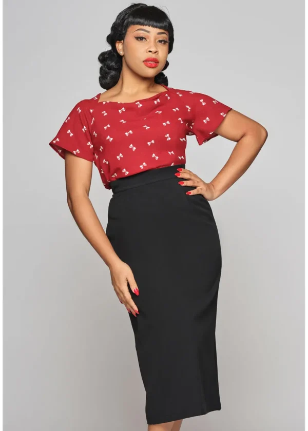 Collectif Posey 50's Pencil Skirt Black