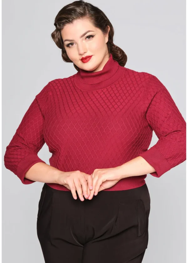 Collectif Rai 50's Jumper in Burgundy