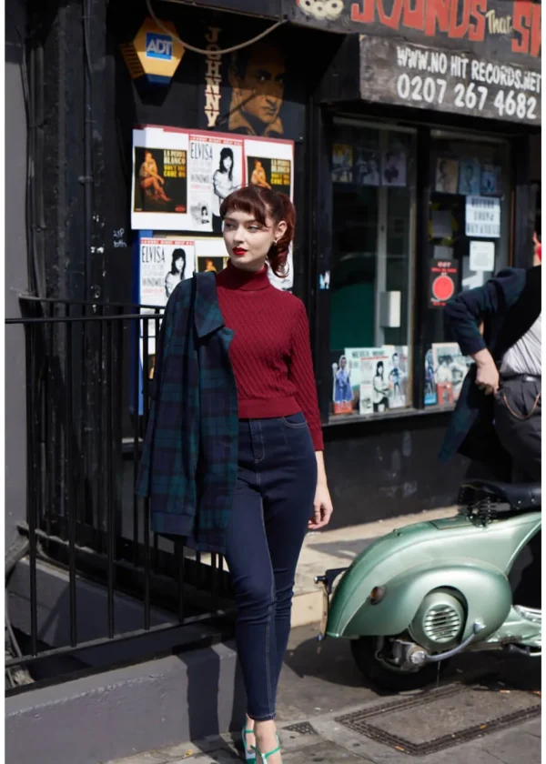 Collectif Rai 50's Jumper in Burgundy