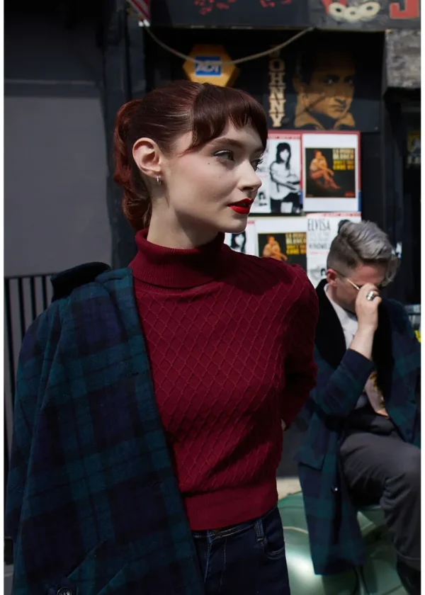 Collectif Rai 50's Jumper in Burgundy