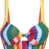Collectif Rainbow Stripes 60's Bikini Top Multi