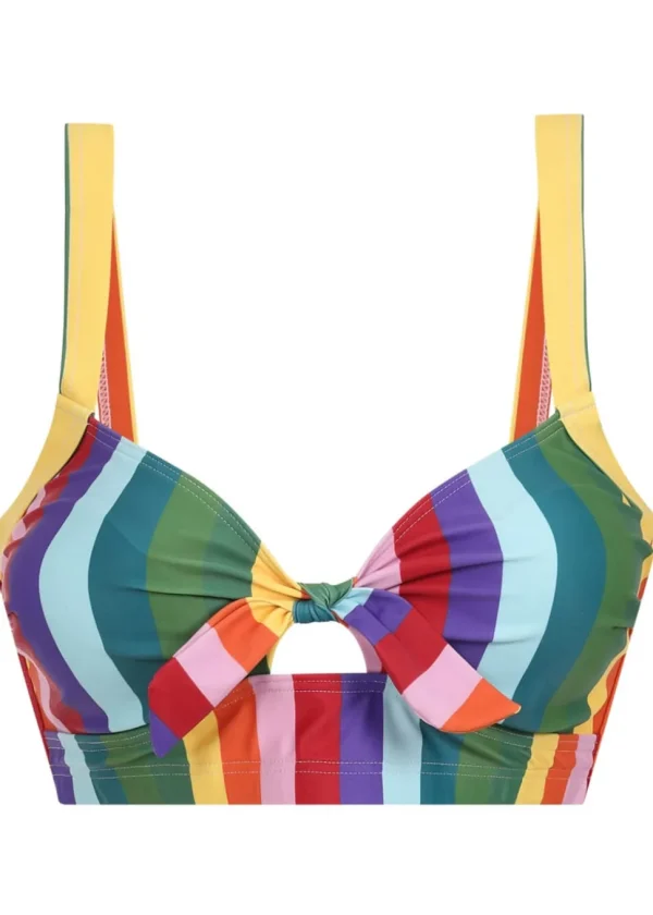Collectif Rainbow Stripes 60's Bikini Top Multi