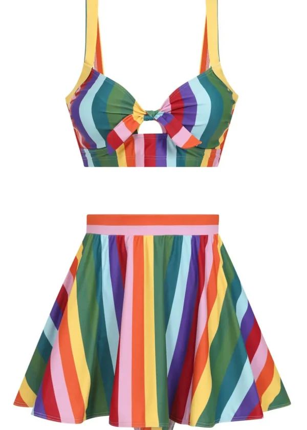 Collectif Rainbow Stripes 60's Bikini Top Multi