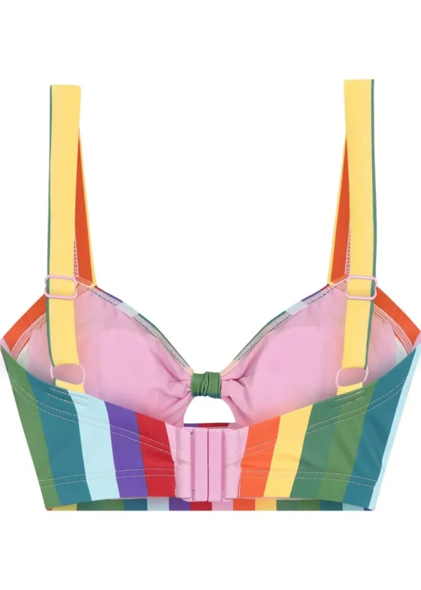 Collectif Rainbow Stripes 60's Bikini Top Multi