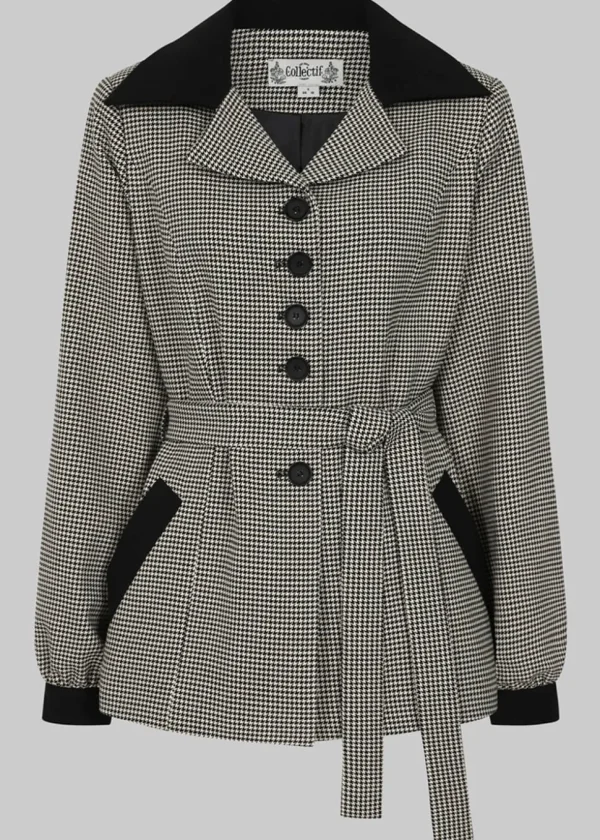 Collectif Rosemary Dogtooth Jas Zwart Wit