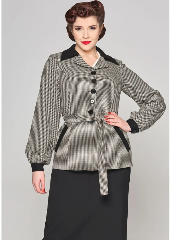 Collectif Rosemary Dogtooth Jas Zwart Wit