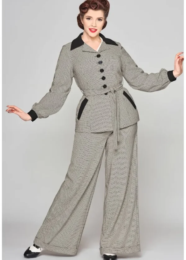Collectif Rosemary Dogtooth Jas Zwart Wit