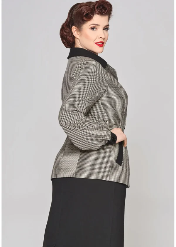 Collectif Rosemary Dogtooth Jas Zwart Wit