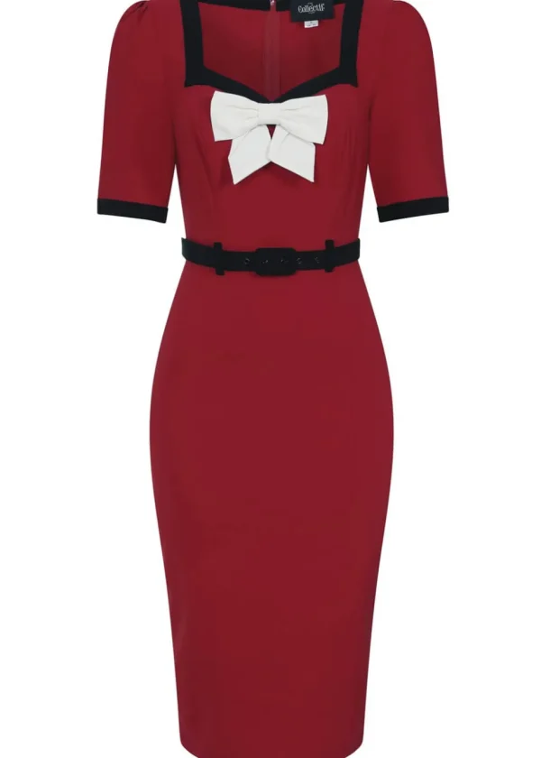 Collectif Sadie 50's Pencil Dress Red
