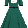 Collectif Sadie 50's Swing Dress Green