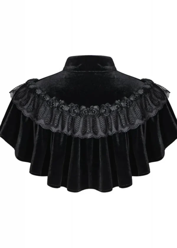 Dark In Love Rose Buds Velvet Cape Black
