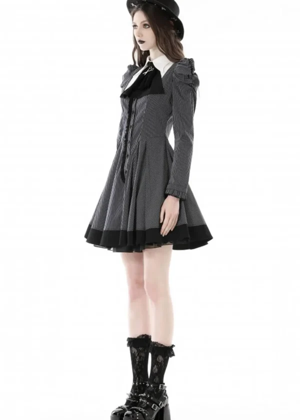 Dark In Love Scissors Stripes 60's Dress Black White