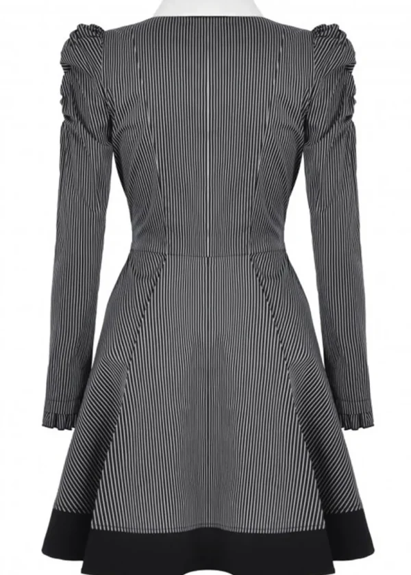 Dark In Love Scissors Stripes 60's Dress Black White