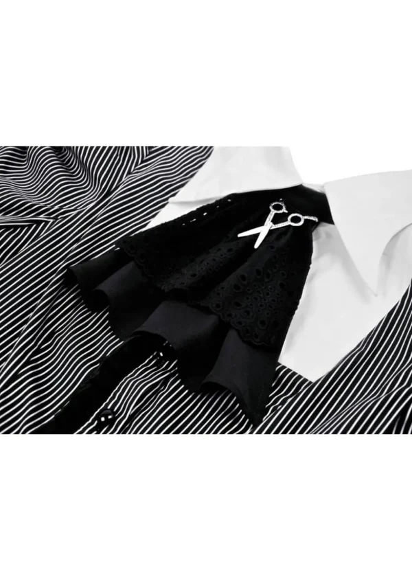 Dark In Love Scissors Stripes 60's Dress Black White