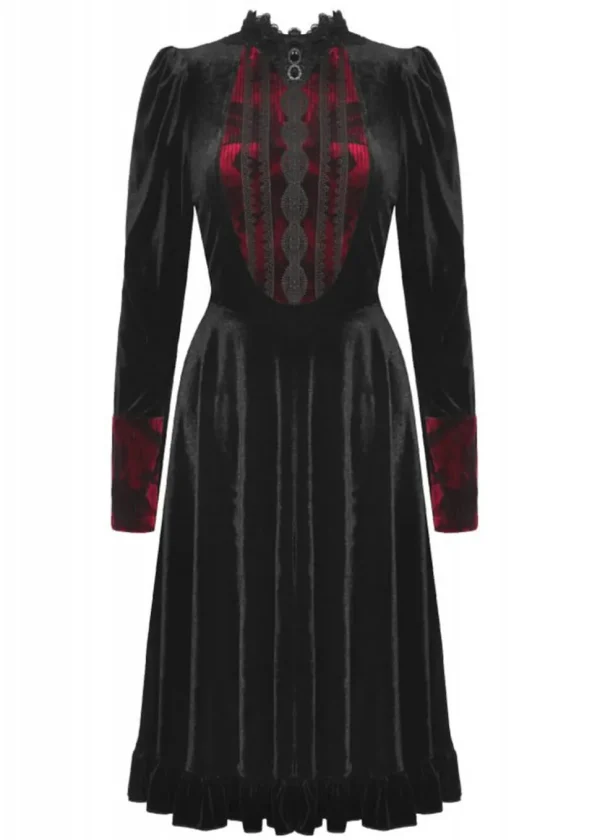 Dark In Love Vampire Scarlet Velvet Dress Black Red