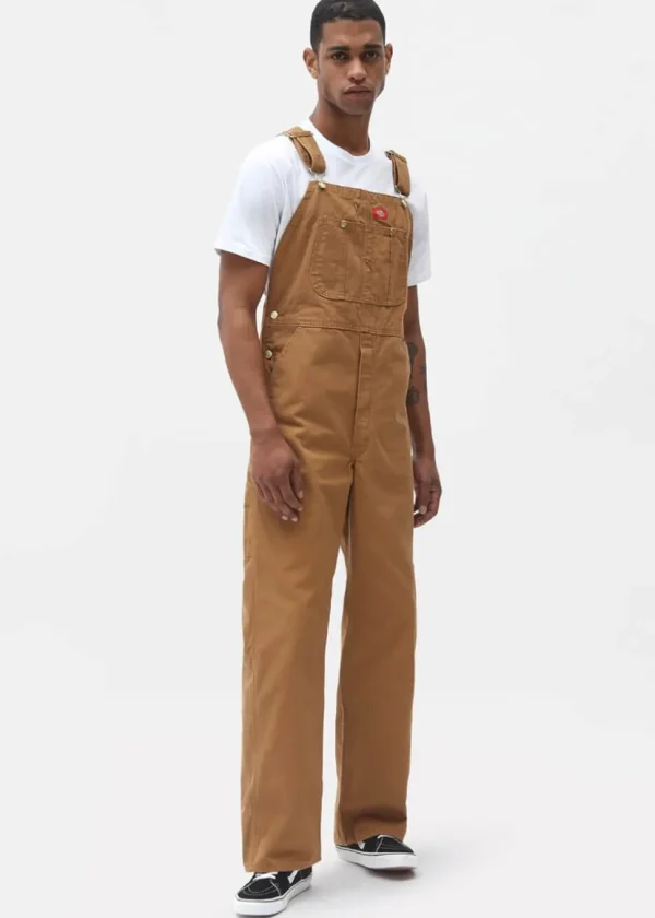 Dickies Men's Canvas Bib Dungarees Brown