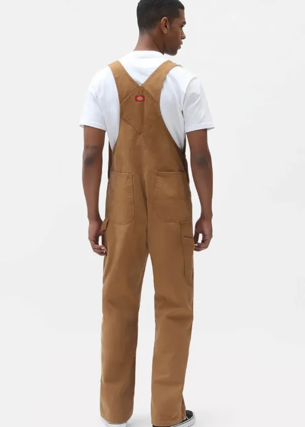 Dickies Men's Canvas Bib Dungarees Brown