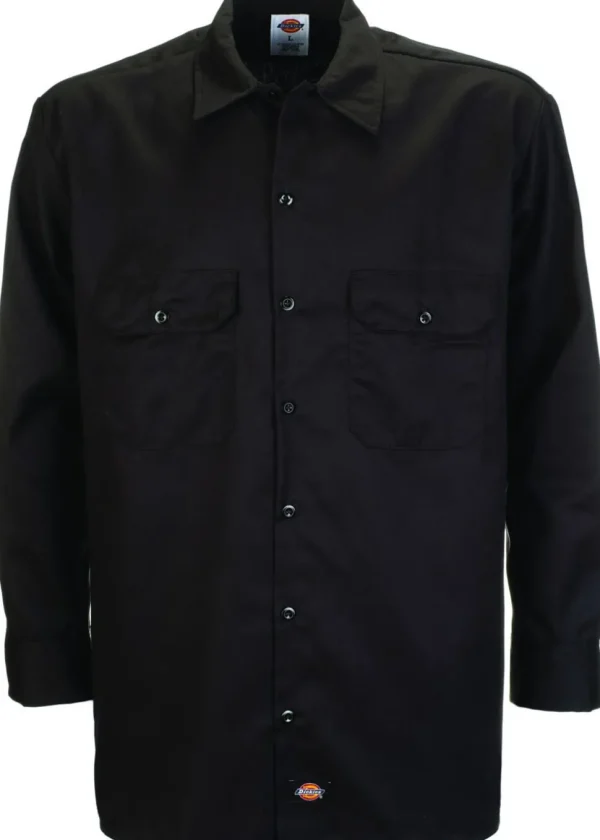 Dickies Mens Long Sleeve Work Shirt Black