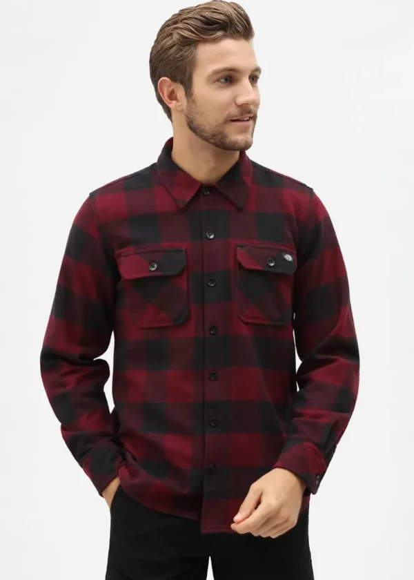 Dickies Mens Sacramento Flannel Shirt Maroon