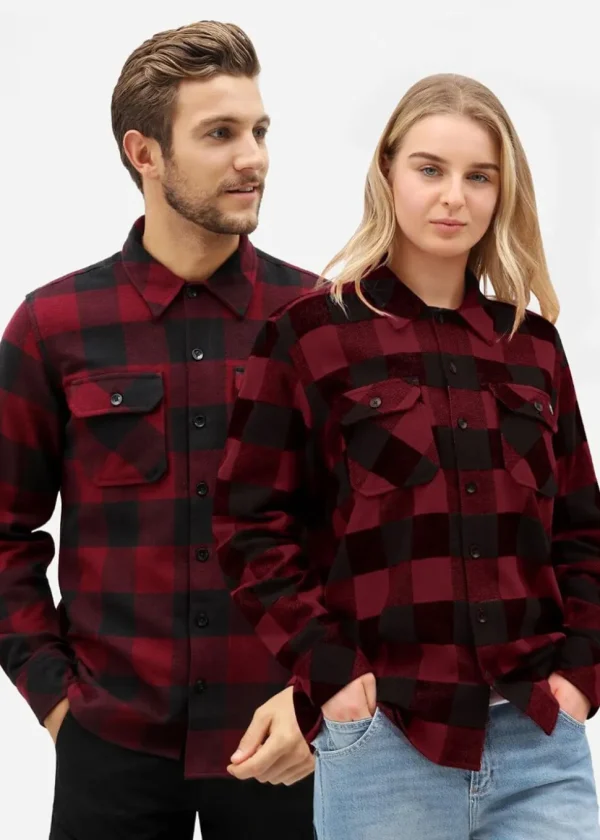 Dickies Mens Sacramento Flannel Shirt Maroon