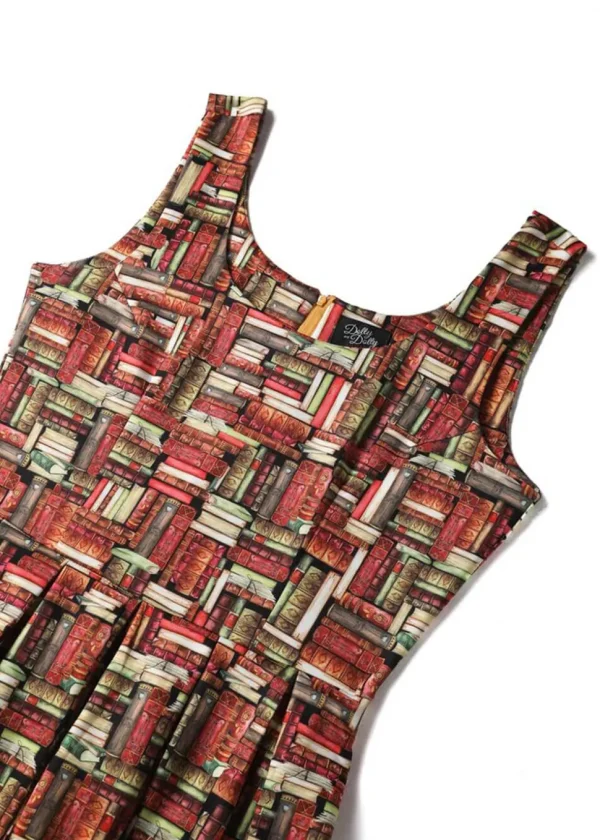 Dolly & Dotty Amanda Book Stack 50's Swing Dress Brown