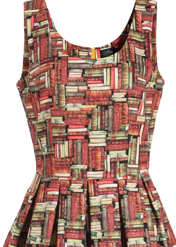 Dolly & Dotty Amanda Book Stack 50's Swing Dress Brown
