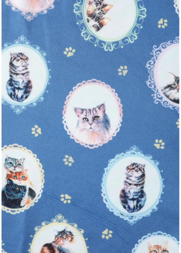 Dolly & Dotty Amanda Cat In the Mirror 50's Swing Dress Blue