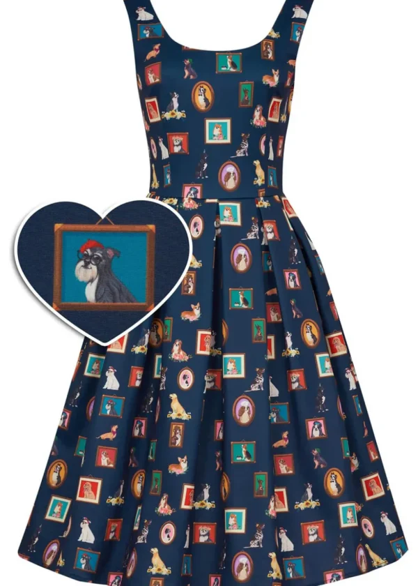 Dolly & Dotty Amanda Dogframe 50's Swing Dress Blue