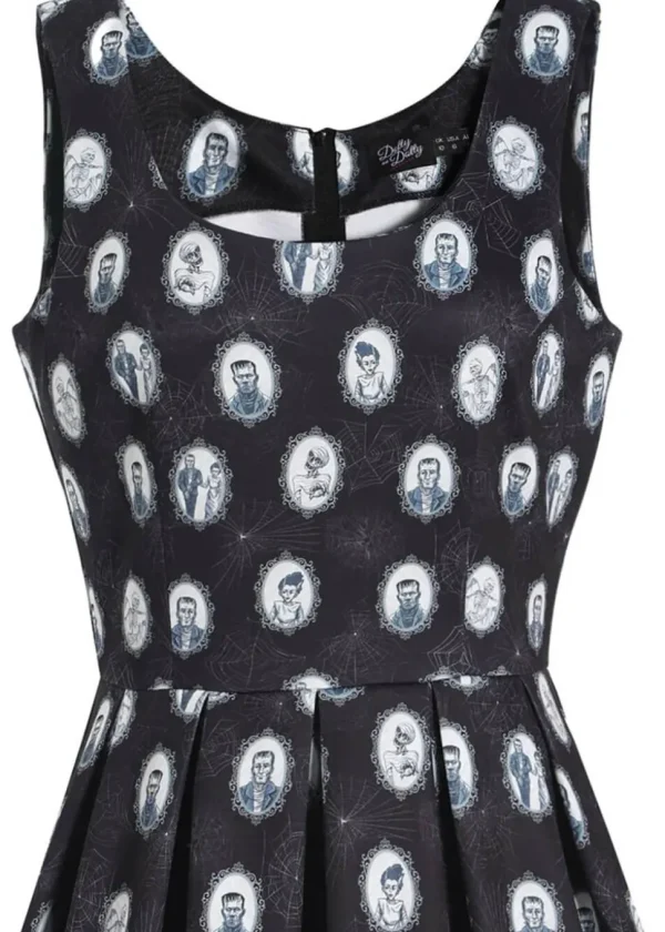 Dolly & Dotty Amanda Frankenstein Monster 50's Swing Dress Black