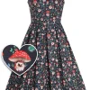Dolly & Dotty Amanda Hedgehog Mushroom 50's Swing Dress Black