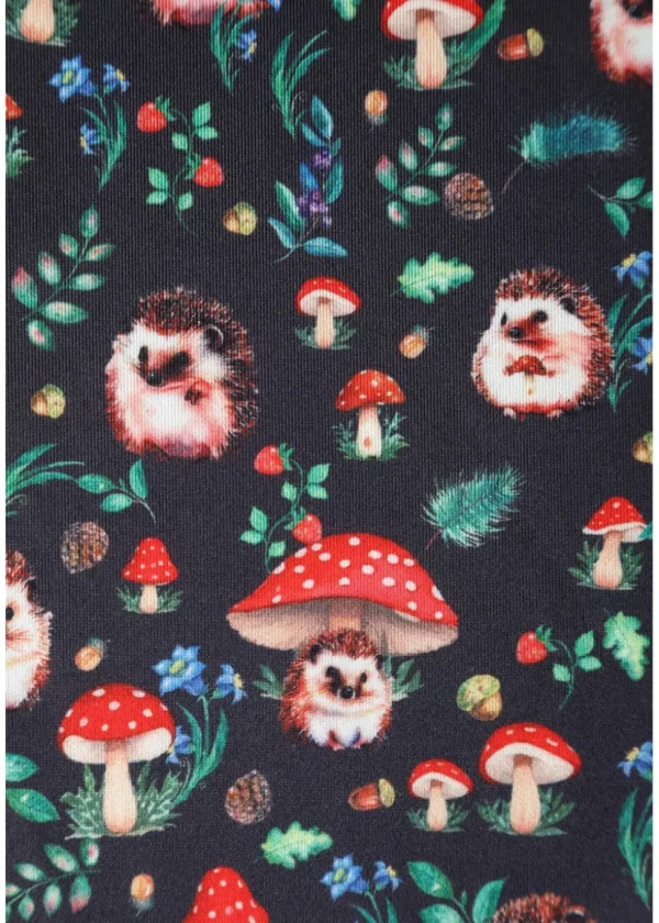 Dolly & Dotty Amanda Hedgehog Mushroom 50's Swing Dress Black