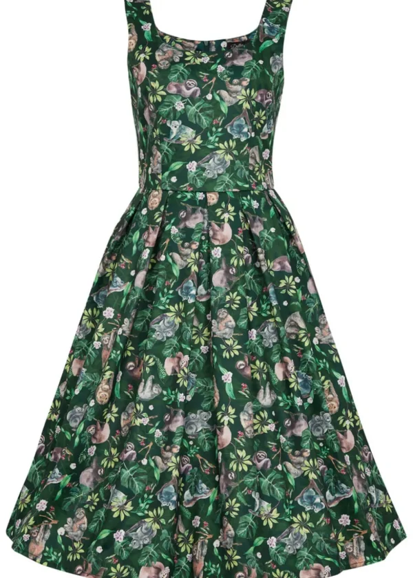 Dolly & Dotty Amanda Koala Sloth 50's Swing Dress Green