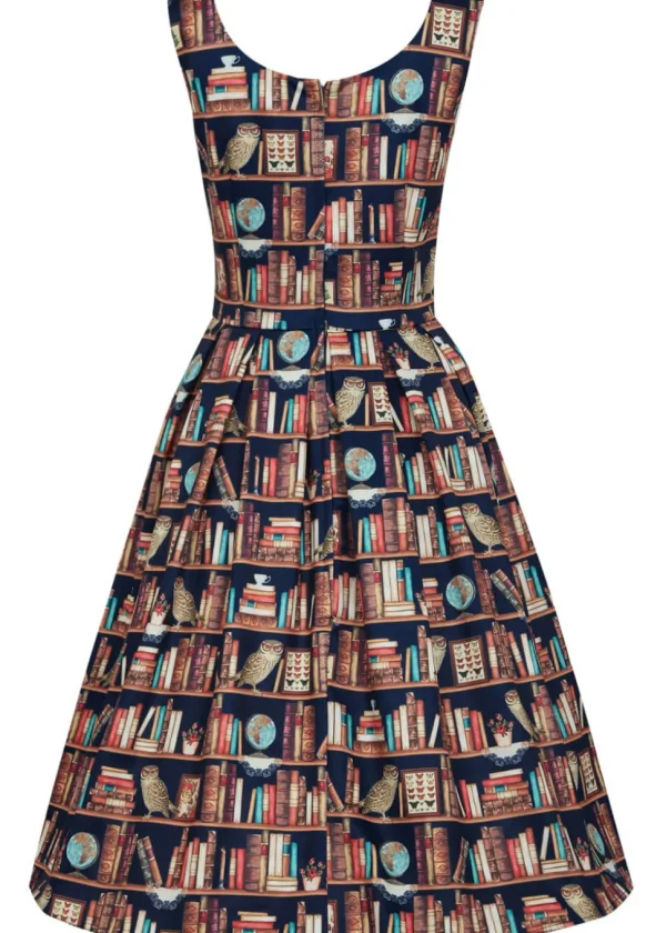 Dolly & Dotty Amanda Library Book Owl 50's Swing Dress Brown