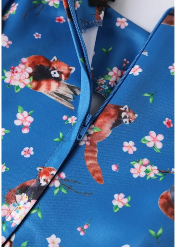 Dolly & Dotty Amanda Red Panda 50's Swing Dress Blue