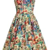 Dolly & Dotty Amanda Vintage Comic 50's Swing Dress Multi