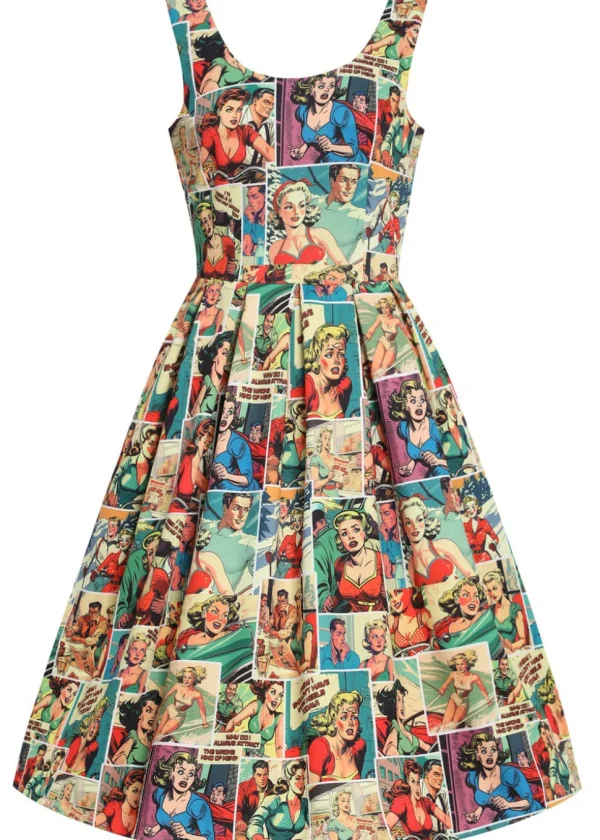 Dolly & Dotty Amanda Vintage Comic 50's Swing Dress Multi
