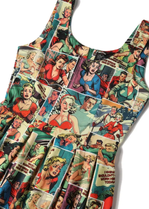 Dolly & Dotty Amanda Vintage Comic 50's Swing Dress Multi