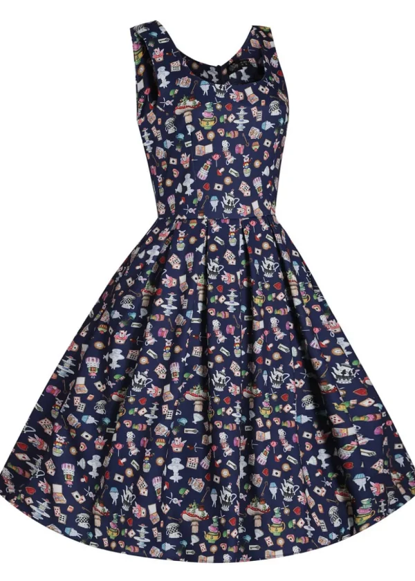 Dolly & Dotty Amanda Wonderland 50's Swing Dress Navy