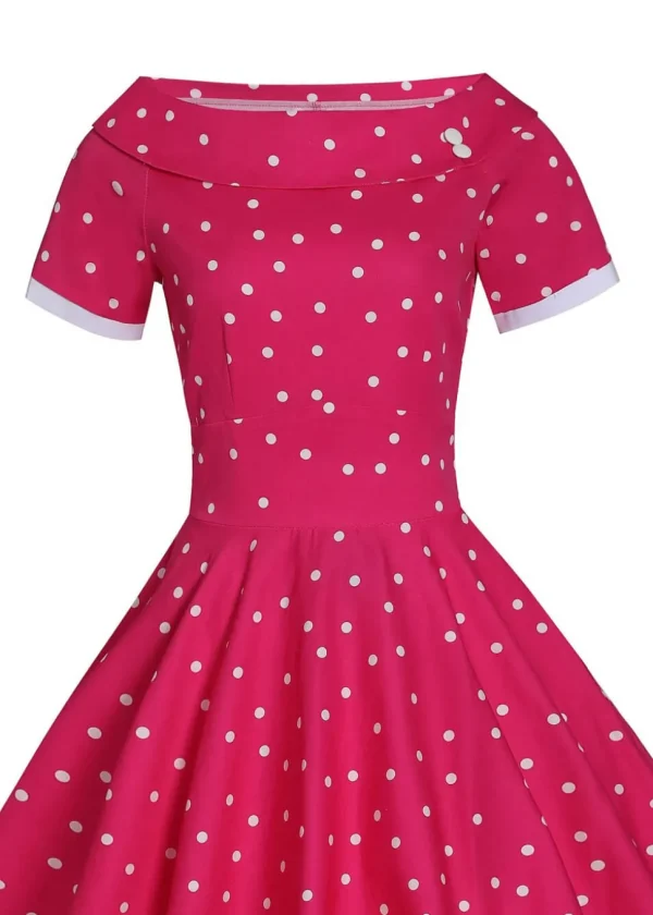 Dolly & Dotty Darlene Polkadot 50's Swing Dress Hot Pink