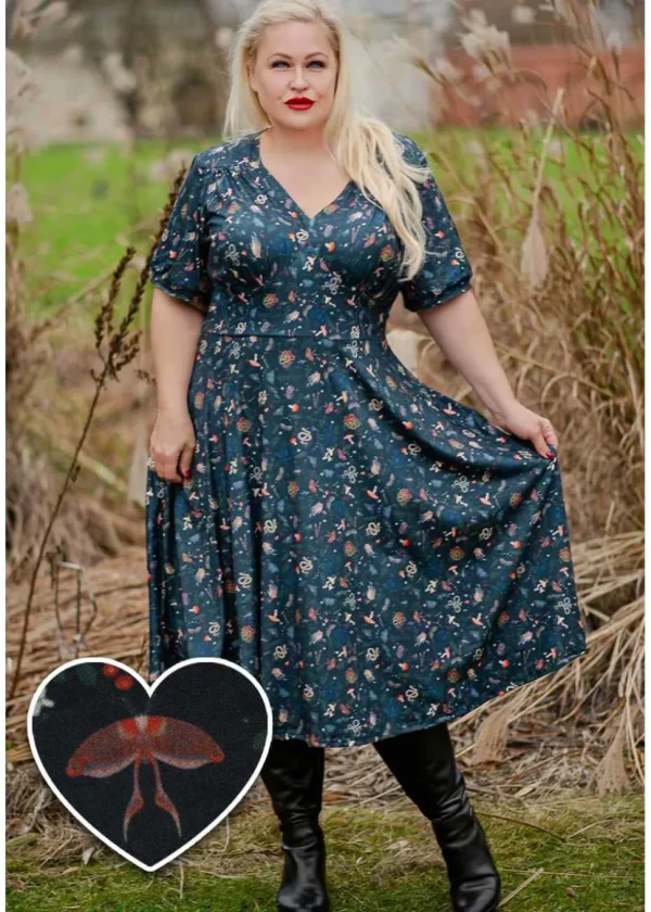 Dolly & Dotty Julia Mystic Flared Dress Dark Green