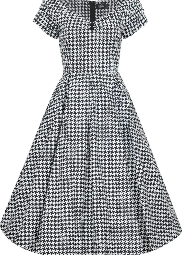 Dolly & Dotty Lily Dogtooth 50's Swing Dress Black White