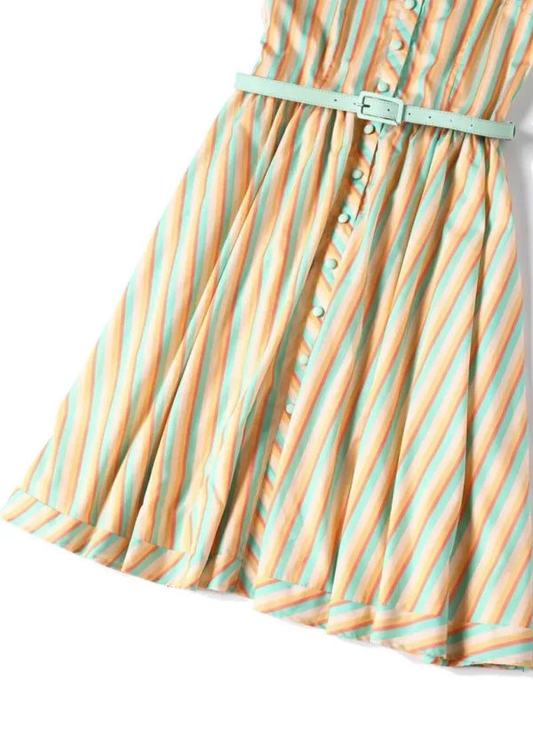Dolly & Dotty Maverick Striped 50's Swing Dress Yellow