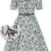 Dolly & Dotty Penelope Dinosaur Forest 50's Swing Dress Green