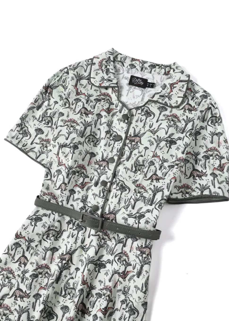 dolly__dotty_penelope_din_3.webp Dolly & Dotty Penelope Dinosaur Forest 50's Swing Dress Green